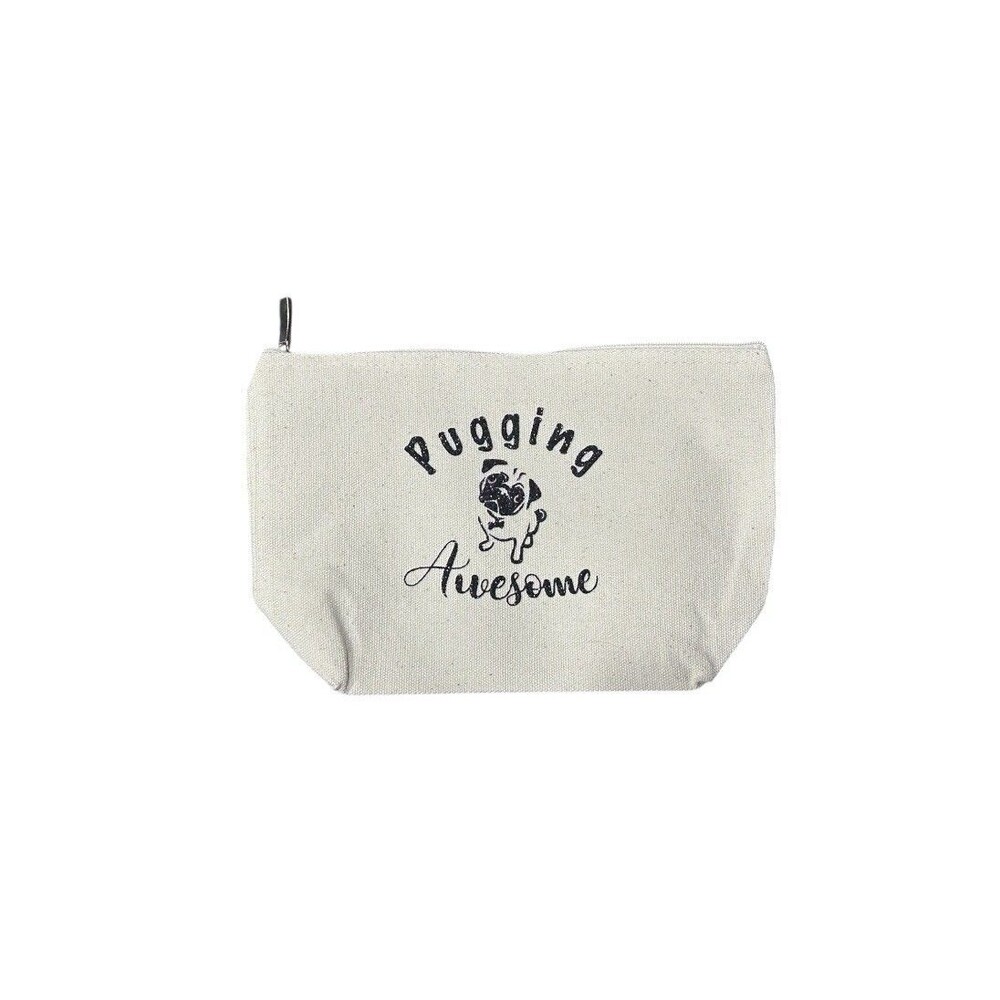 Pug Makeup Bag Gift For Pug Lovers Pug Mom Cosmetic Bag With 'Pugging Awesome' View 3